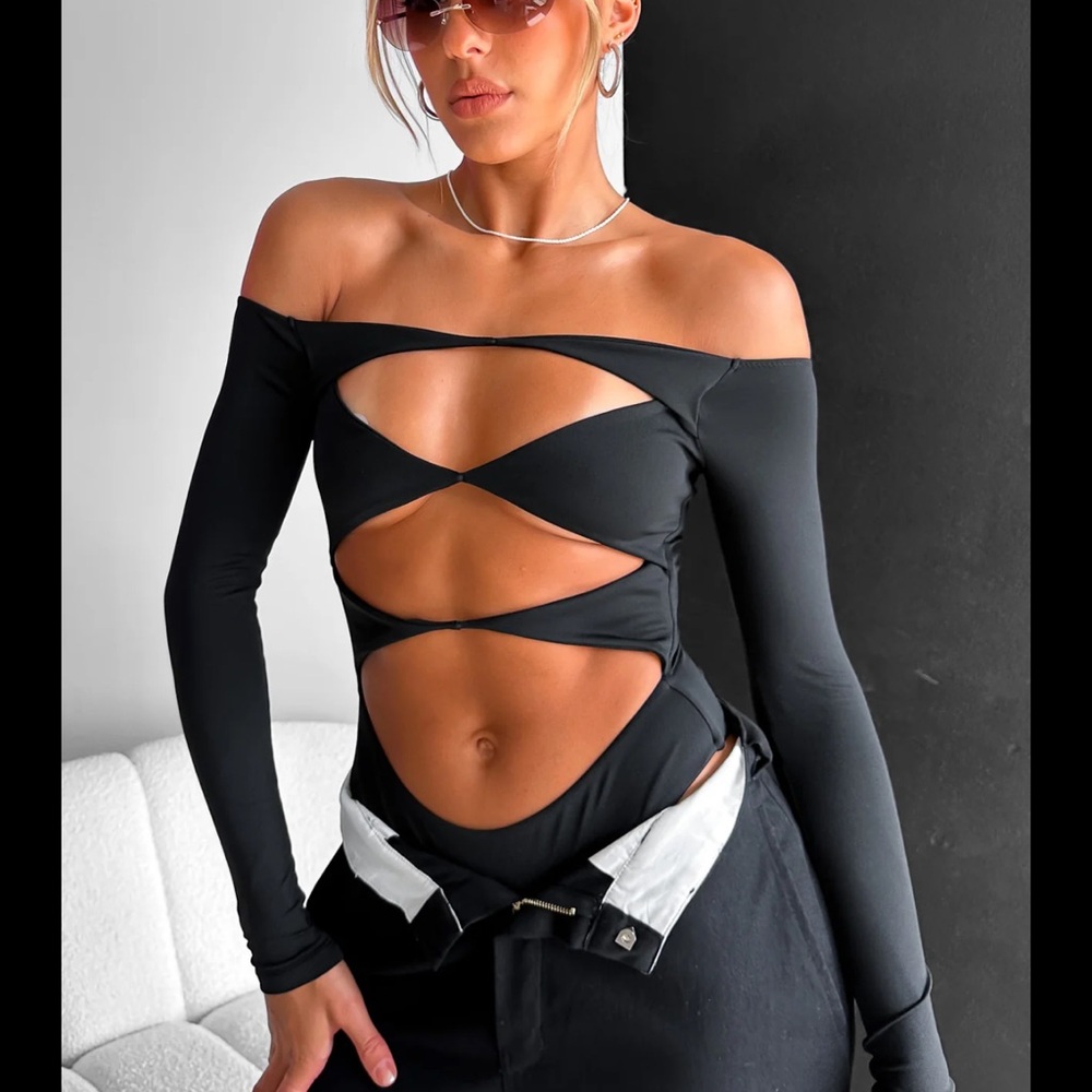 White Fox Just The Intro Bodysuit Black